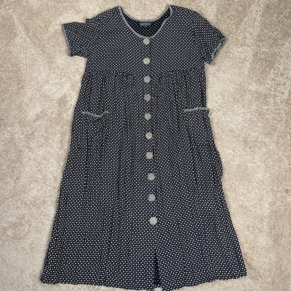 Karen Kane Dress Womens 10 Black White Artsy Bohemian Lagenlook Flowy Maxi Vtg - Picture 1 of 11